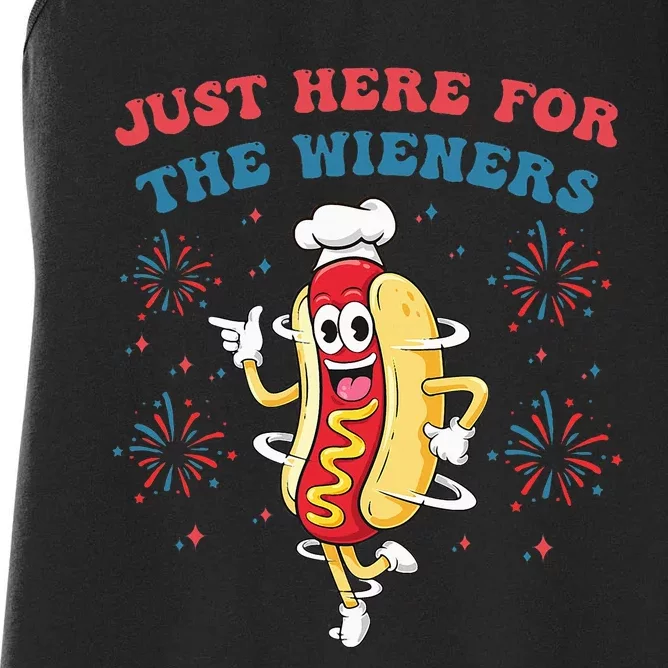 IM Just Here For The Wieners Funny 4th Of July Women's Racerback Tank