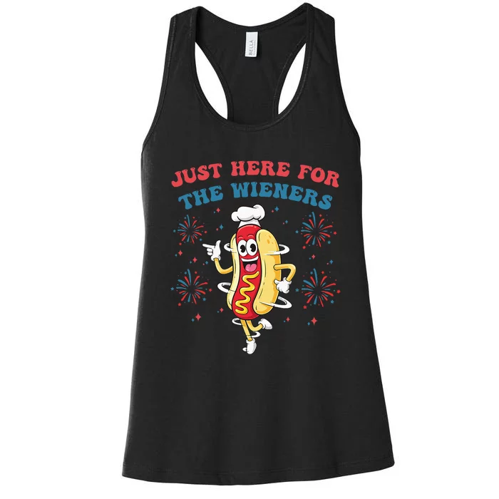 IM Just Here For The Wieners Funny 4th Of July Women's Racerback Tank