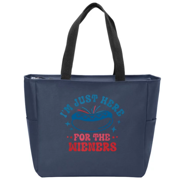 Im Just Here For The Wieners 4th Of July Hot Dogs Zip Tote Bag