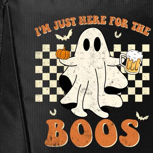 Im Just Here For The Boos Ghost Retro Groovy Halloween Gift City Backpack