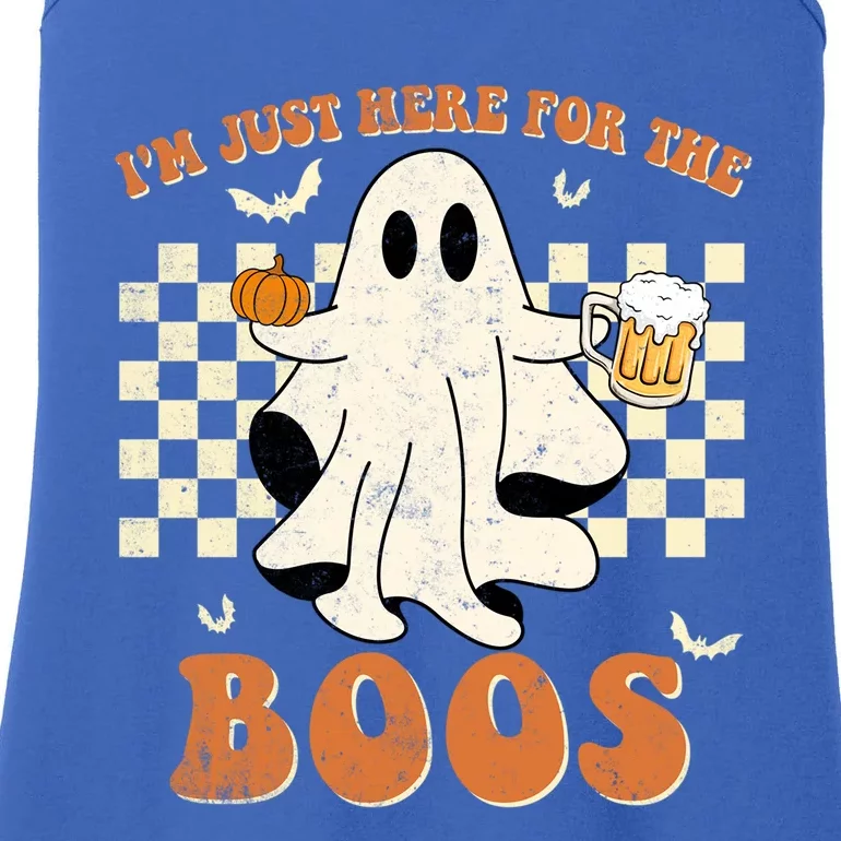 Im Just Here For The Boos Ghost Retro Groovy Halloween Gift Ladies Essential Tank