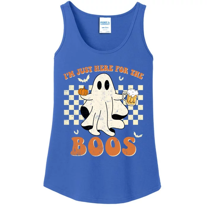 Im Just Here For The Boos Ghost Retro Groovy Halloween Gift Ladies Essential Tank