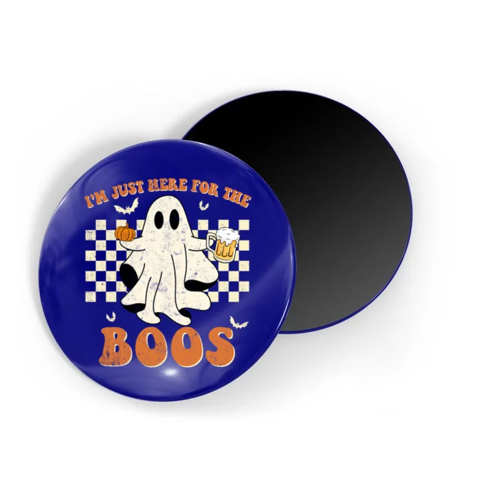 Im Just Here For The Boos Ghost Retro Groovy Halloween Gift Magnet