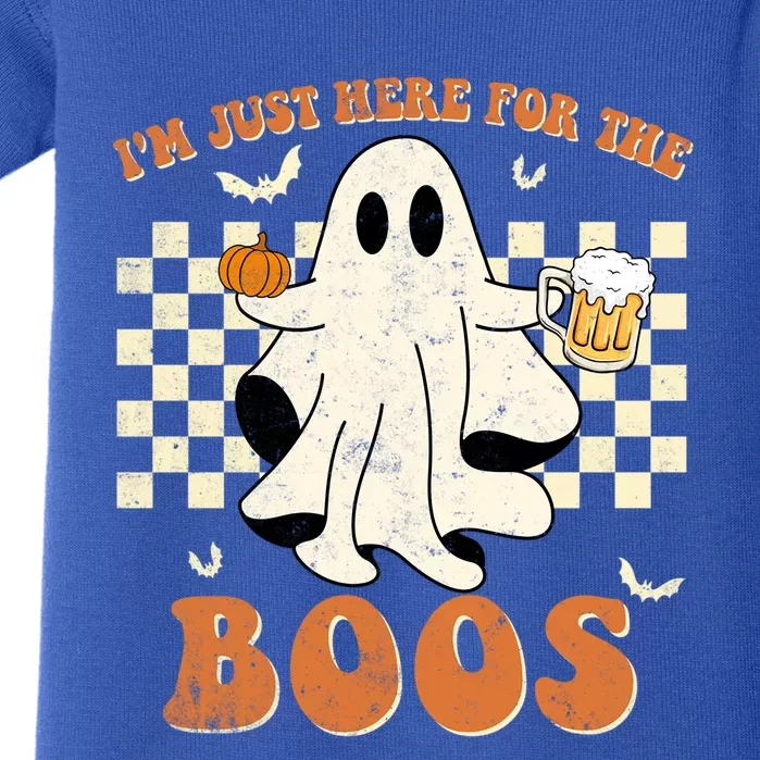 Im Just Here For The Boos Ghost Retro Groovy Halloween Gift Baby Bodysuit