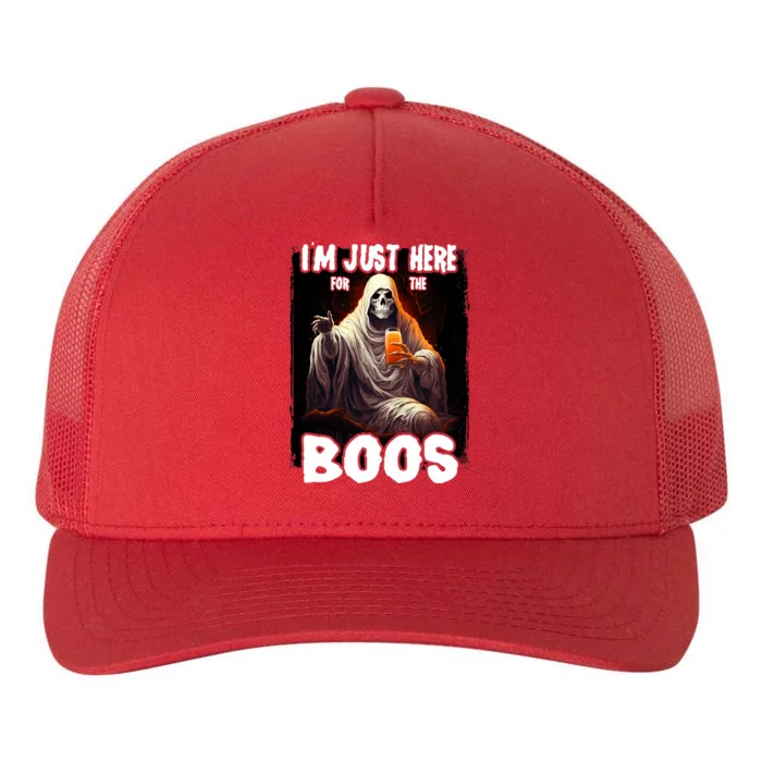 Im Just Here For The Boos Ghost Funny Halloween Yupoong Adult 5-Panel Trucker Hat