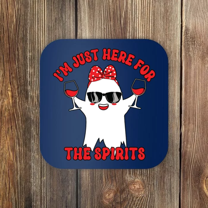 IM Just Here For Spirits Ghost Wine Halloween Couple Women Coaster