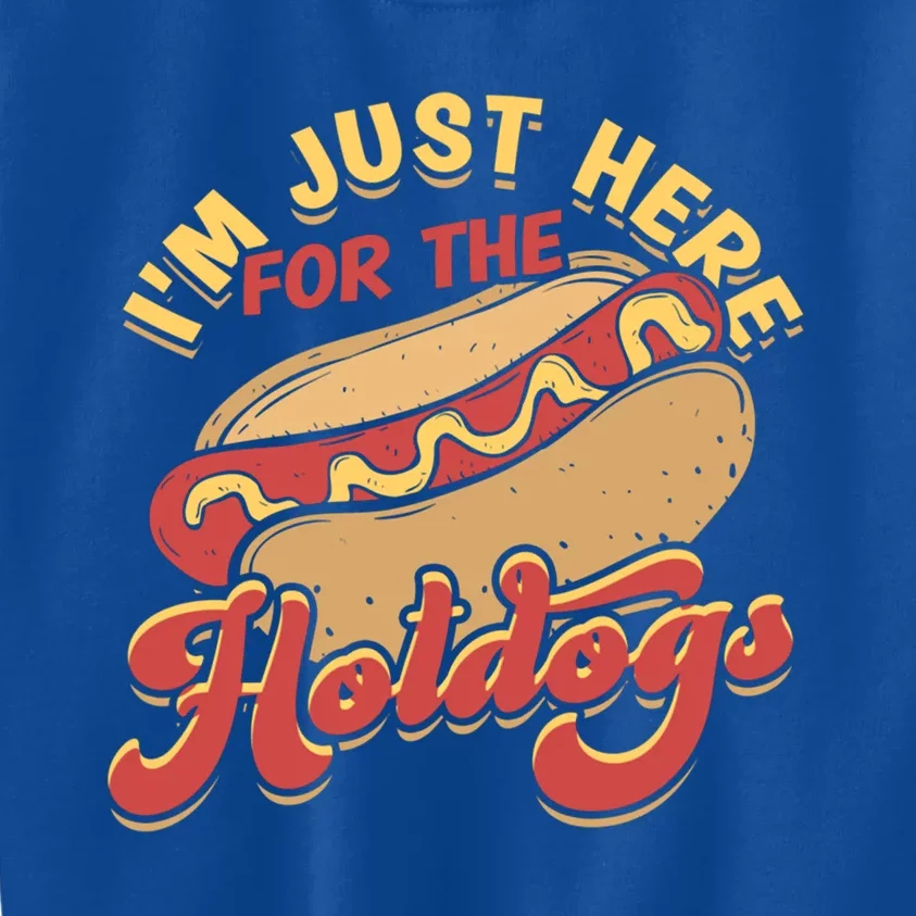 Im Just Here For The Hotdogs Food Cool Gift Kids Sweatshirt