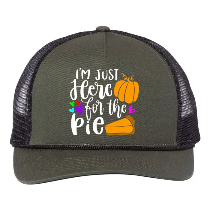 Im Just Here For The Pie Pumpkin Halloween Fall Autumn Love Gift Retro Rope Trucker Hat Cap