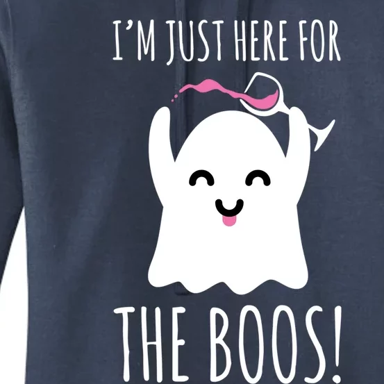 Im Just Here For The Boos Cute Wine Ghost Gift Women's Pullover Hoodie