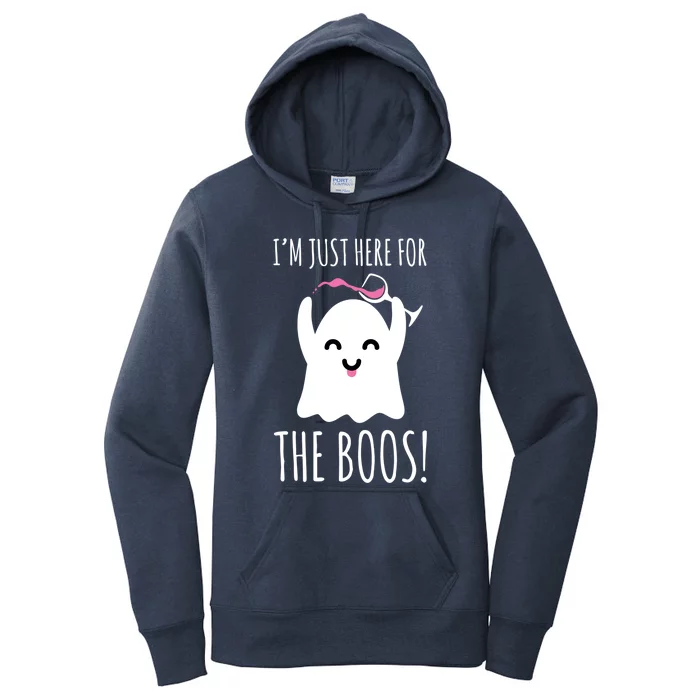 Im Just Here For The Boos Cute Wine Ghost Gift Women's Pullover Hoodie