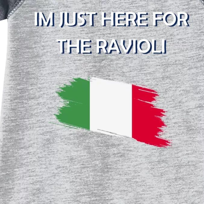 Im Just Here For The Ravioli Funny Italian Humor Italy Food Infant Baby Jersey Bodysuit