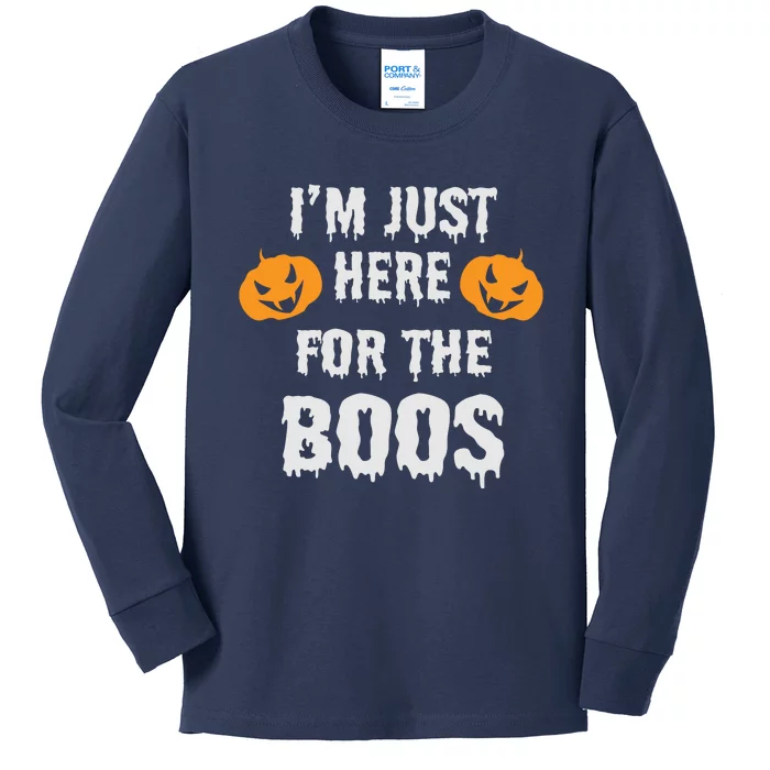 I'm Just Here For The Boos Pumpkin Halloween Day Kids Long Sleeve Shirt