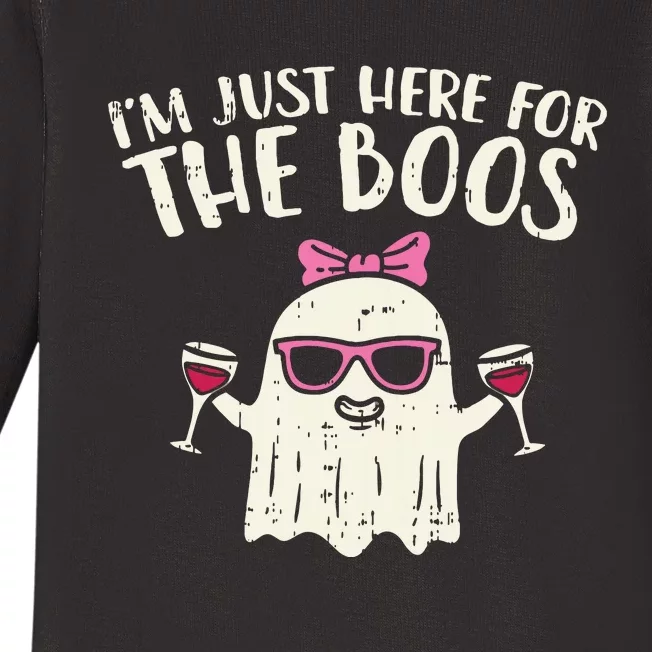 Im Just Here For The Boos Funny Halloween Costume For Women Baby Long Sleeve Bodysuit