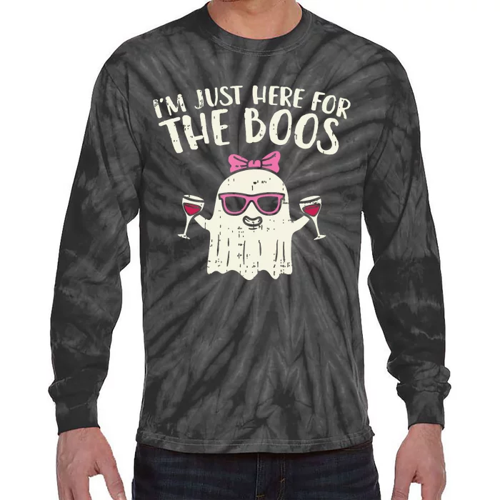 Im Just Here For The Boos Funny Halloween Costume For Women Tie-Dye Long Sleeve Shirt