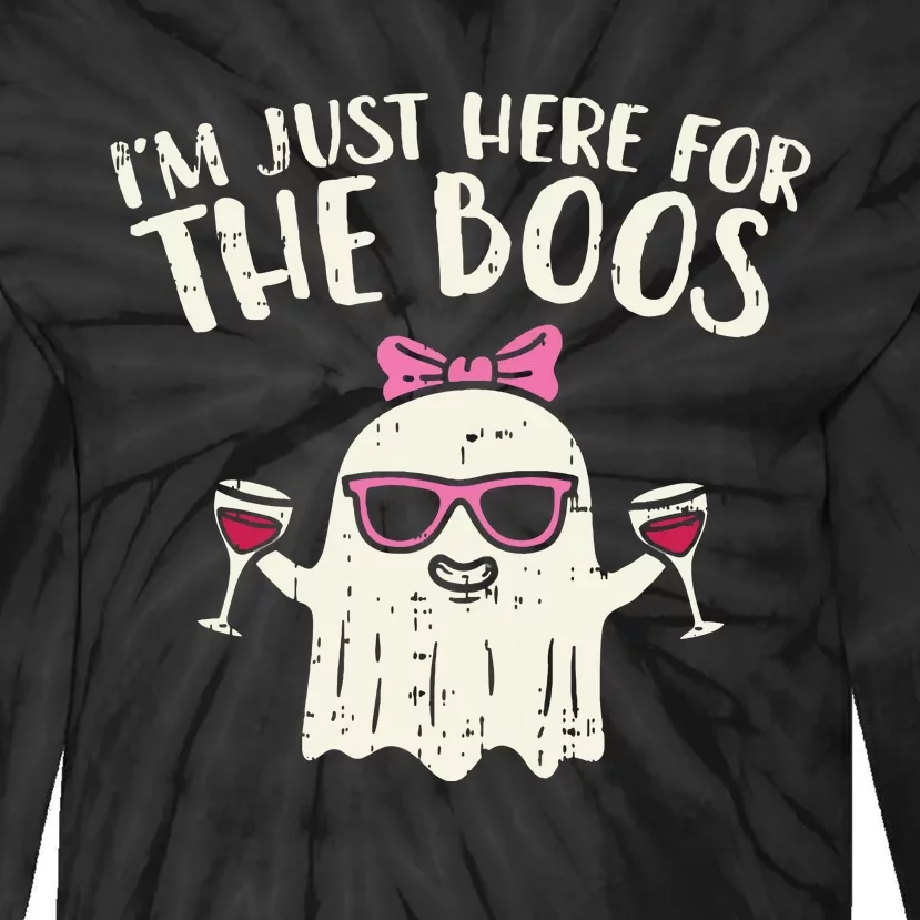 Im Just Here For The Boos Funny Halloween Costume For Women Tie-Dye Long Sleeve Shirt