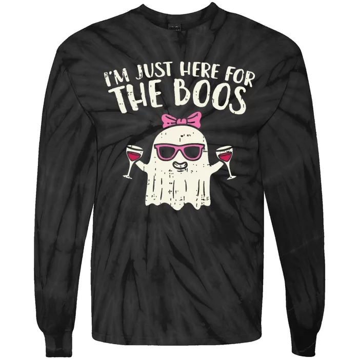 Im Just Here For The Boos Funny Halloween Costume For Women Tie-Dye Long Sleeve Shirt