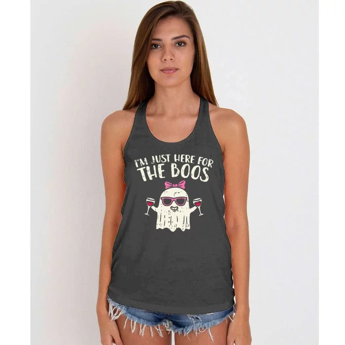 Im Just Here For The Boos Funny Halloween Costume For Women Women's Knotted Racerback Tank