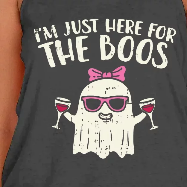 Im Just Here For The Boos Funny Halloween Costume For Women Women's Knotted Racerback Tank