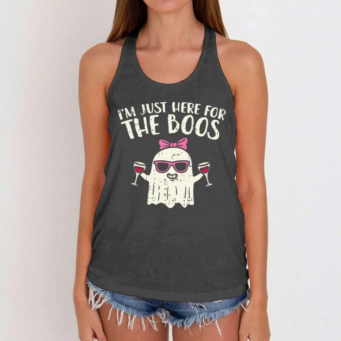 Im Just Here For The Boos Funny Halloween Costume For Women Women's Knotted Racerback Tank