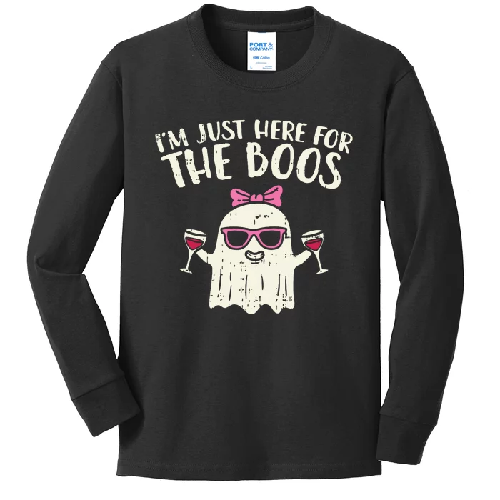 Im Just Here For The Boos Funny Halloween Costume For Women Kids Long Sleeve Shirt