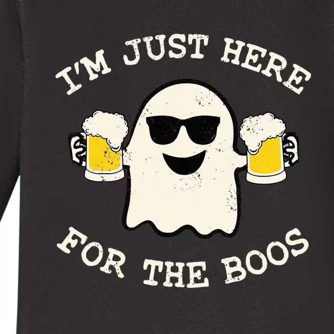 IM Just Here For The Boos Ghost Beer Halloween Costume Baby Long Sleeve Bodysuit