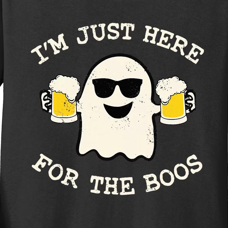 IM Just Here For The Boos Ghost Beer Halloween Costume Kids Long Sleeve Shirt