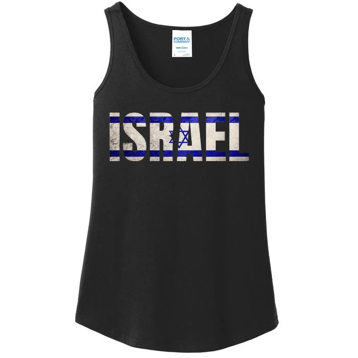 Israel Jewish Israeli Flag Star of David Pride Vintage Retro Ladies Essential Tank