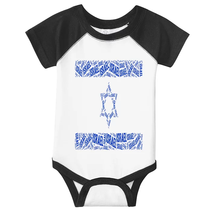 Israel Jewish Israeli Flag Star of David Pride Love Text Art Infant Baby Jersey Bodysuit