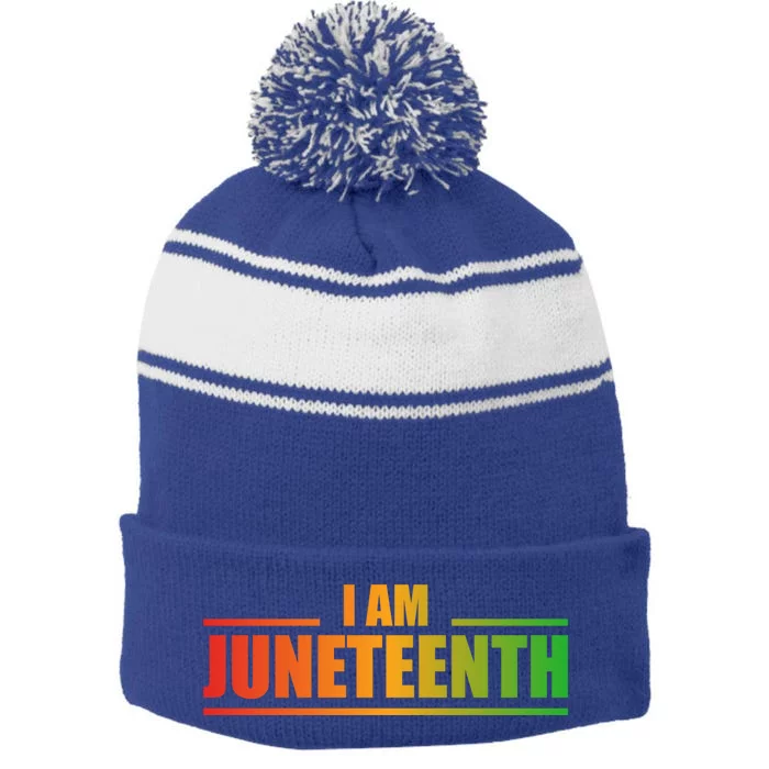 IM Junenth June 19 Afro American Freedom Black History Funny Gift Stripe Pom Pom Beanie