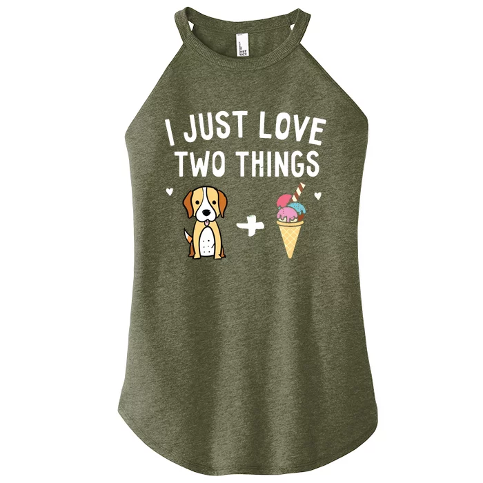 I Just Love Two Things Beagle And Ice Cream Dog Lover Women’s Perfect Tri Rocker Tank