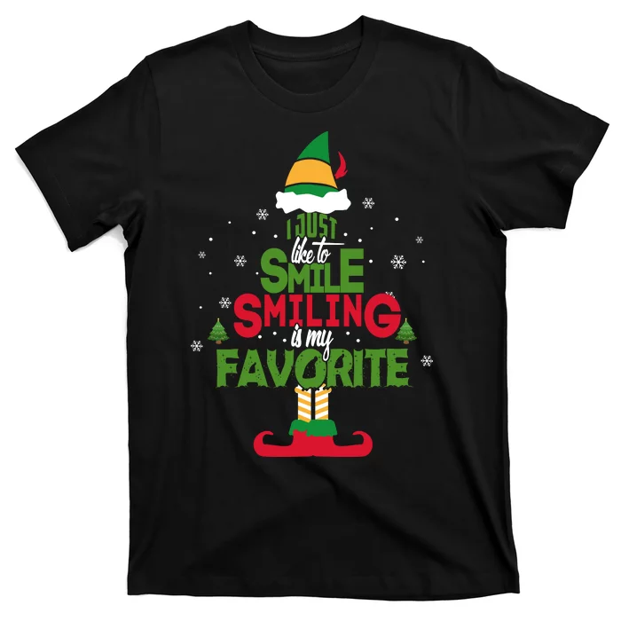 I Just Like To Smile Smiling's My Favorite Christmas Elf T-Shirt