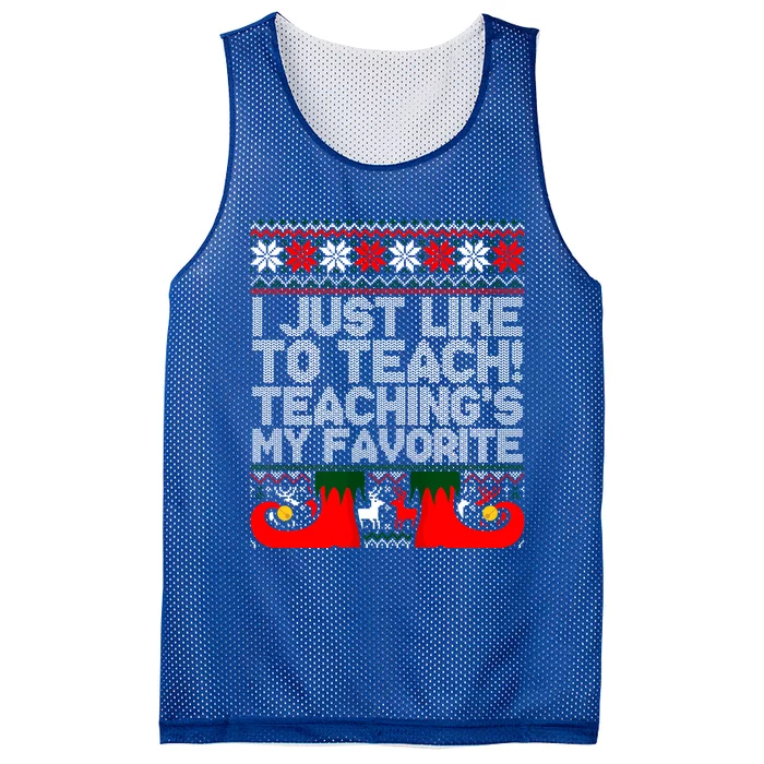 I Just Like To Teach TeachingS My Favorite Ugly Sweater Gift Mesh Reversible Basketball Jersey Tank