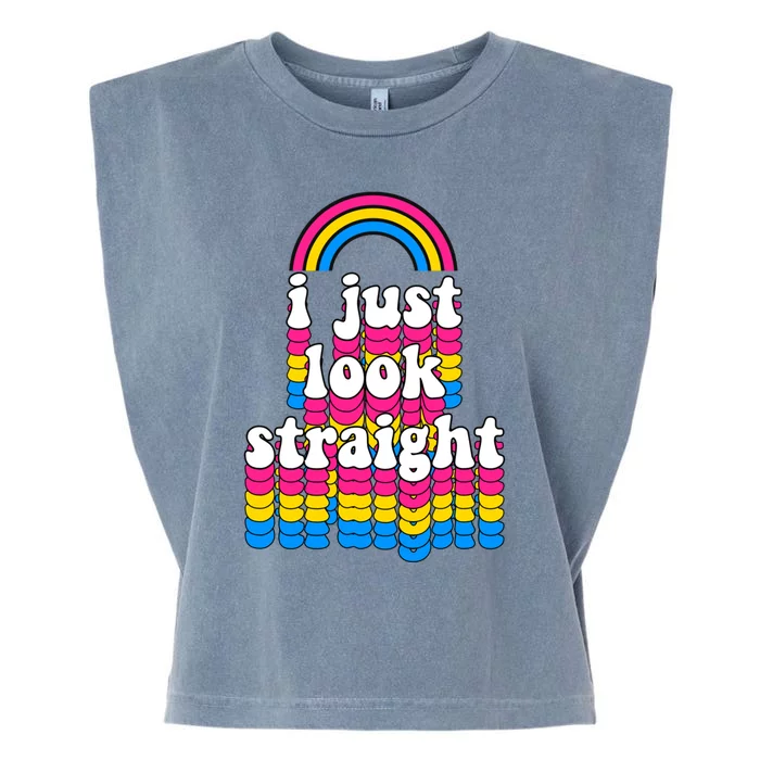 I Just Look Straight Pansexual Pride Flag Gift Garment-Dyed Women's Muscle Tee