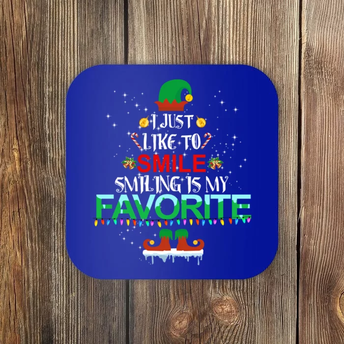 I Just Like To Smile Smiling Is My Favorite Elf Christmas Cool Gift Coaster