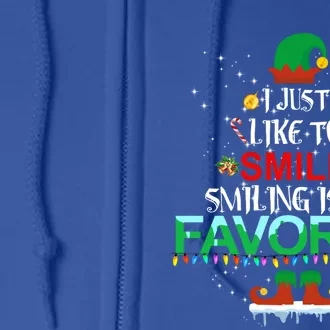 I Just Like To Smile Smiling Is My Favorite Elf Christmas Cool Gift Full Zip Hoodie