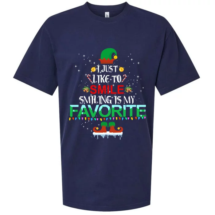 I Just Like To Smile Smiling Is My Favorite Elf Christmas Cool Gift Sueded Cloud Jersey T-Shirt