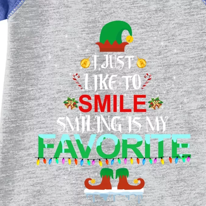 I Just Like To Smile Smiling Is My Favorite Elf Christmas Gift Infant Baby Jersey Bodysuit