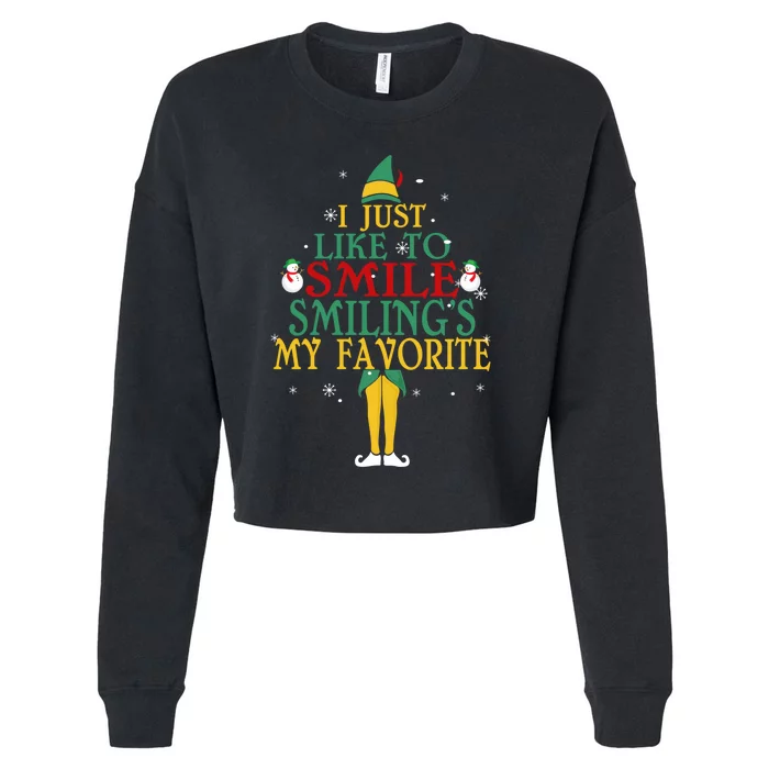 I Just Like To Smile Smilings My Favorite Christmas Elf Cropped Pullover Crew