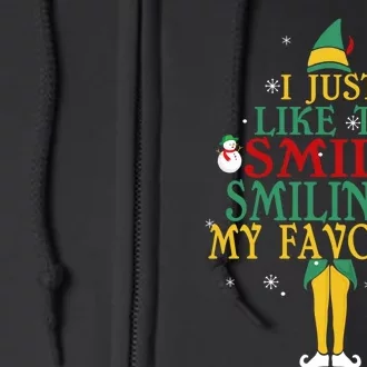 I Just Like To Smile Smilings My Favorite Christmas Elf Full Zip Hoodie