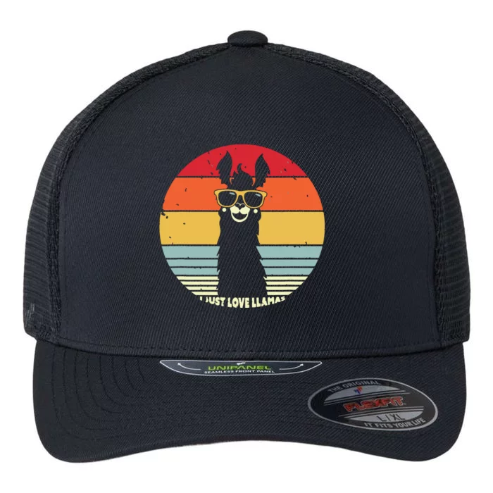 I Just Love Llamas Retro Style Llama Flexfit Unipanel Trucker Cap