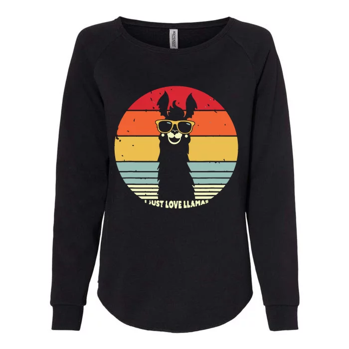 I Just Love Llamas Retro Style Llama Womens California Wash Sweatshirt