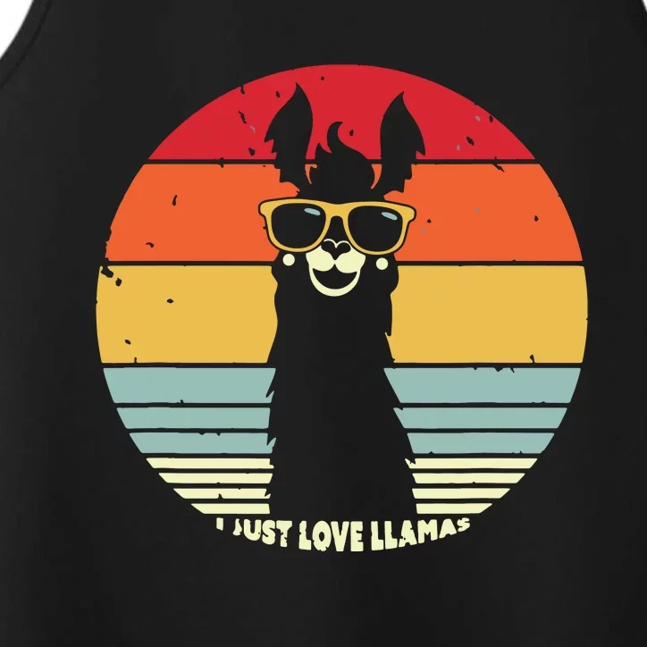 I Just Love Llamas Retro Style Llama Performance Tank