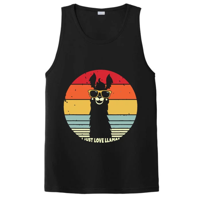 I Just Love Llamas Retro Style Llama Performance Tank