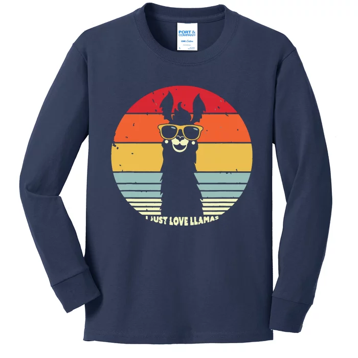 I Just Love Llamas Retro Style Llama Kids Long Sleeve Shirt