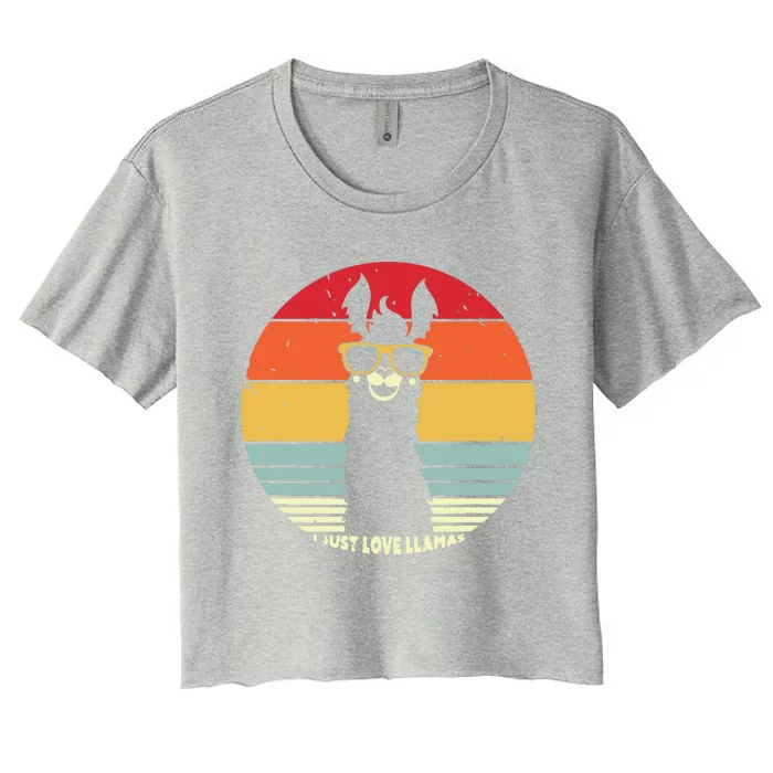 I Just Love Llamas Retro Style Llama Women's Crop Top Tee