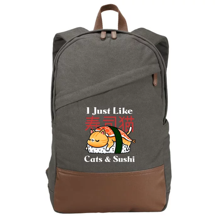 I Just Like Cats And Sushi Cotton Canvas Backpack