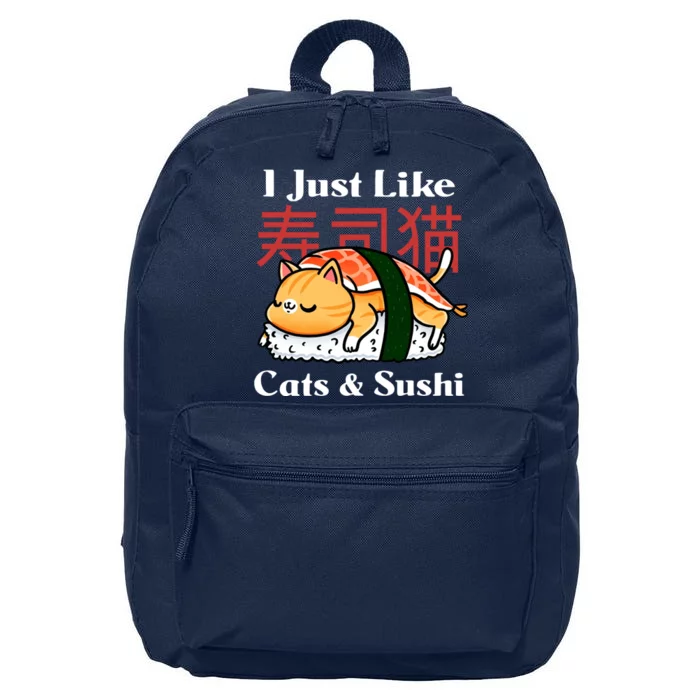 I Just Like Cats And Sushi 16 in Basic Backpack