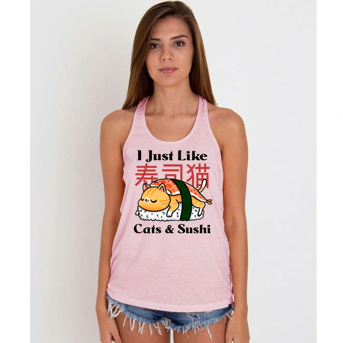 I Just Like Cats And Sushi Women's Knotted Racerback Tank