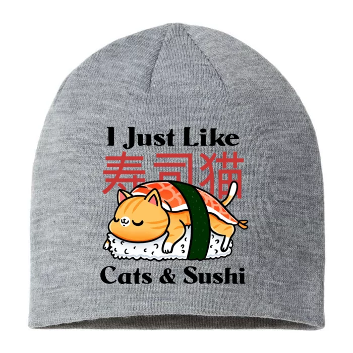 I Just Like Cats And Sushi 8 1/2in Sustainable Knit Beanie