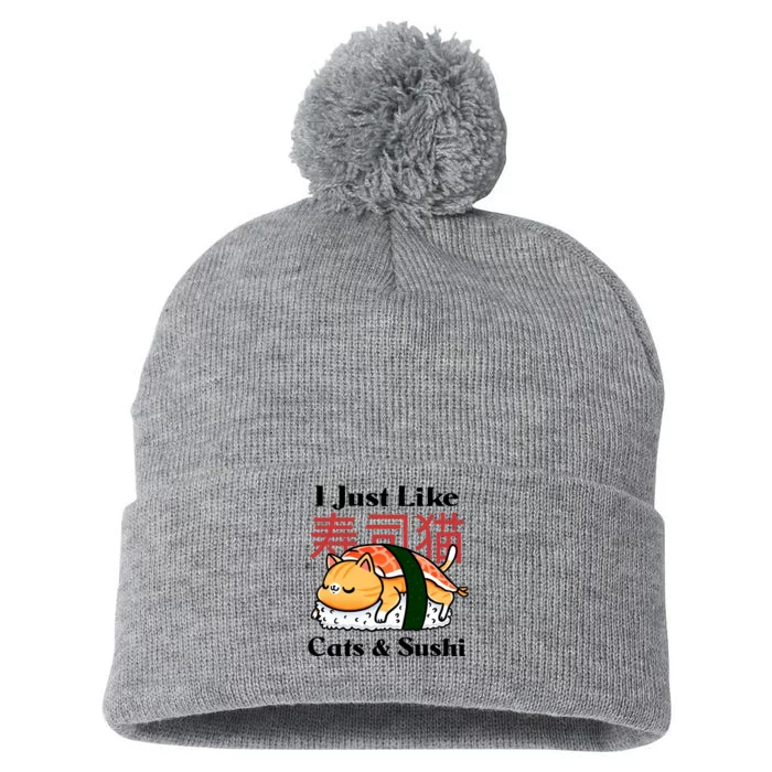 I Just Like Cats And Sushi Pom Pom 12in Knit Beanie